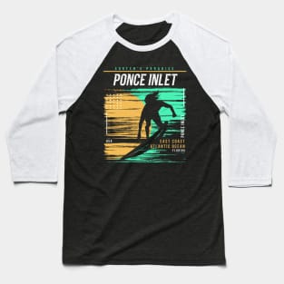 Retro Surfing Ponce Inlet, Florida // Vintage Surfer Beach // Surfer's Paradise Baseball T-Shirt